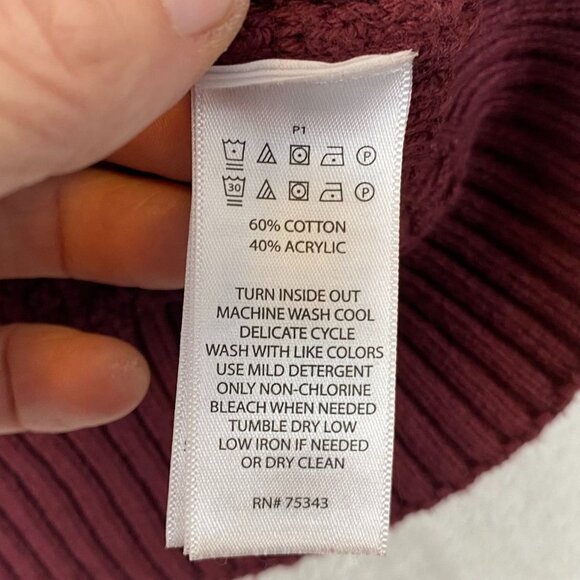 Ethan Pierce Mens Sweater Large  Burgundy Waffle Knit Pullover Button Collar - Picture 6 of 9